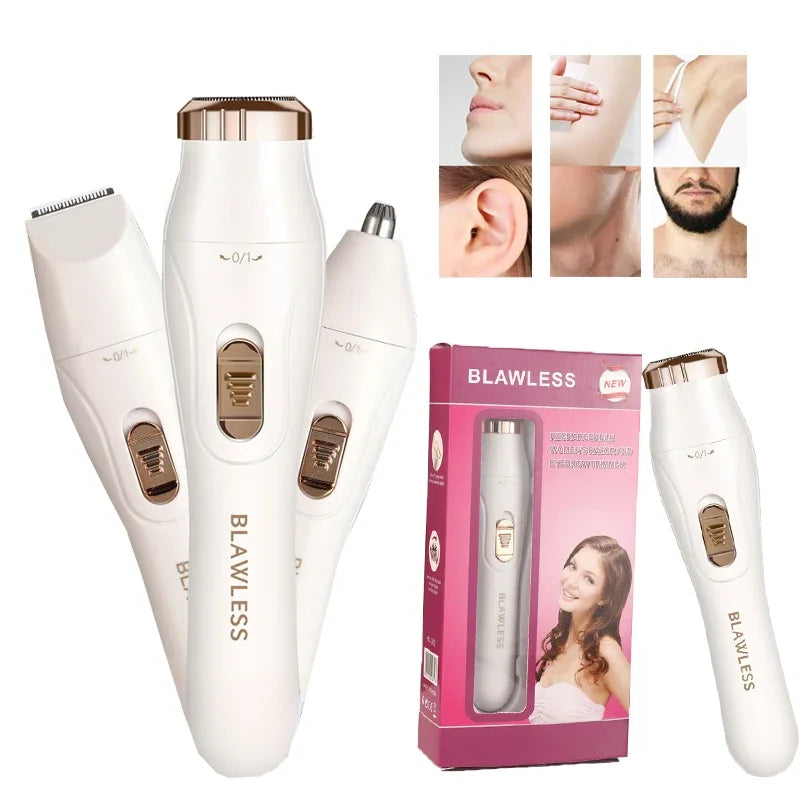 3 in1 Electric Shaver for Women Female Razor Bikini Trimmer Facial Shavers for Ladies Underarms Legs Portable Painless Epilator