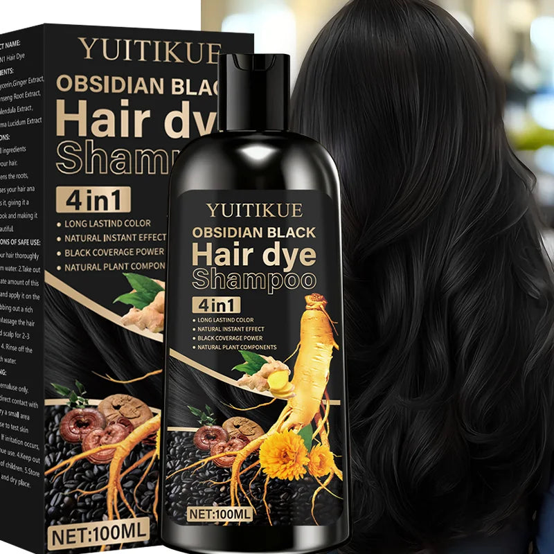 Hair Dye Shampoo 100ml - 4-in-1 Plant Formula, Lasting Color