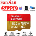 Original 512GB Micro TF Card V30 Class10 128GB Flash Card 256GB Memory Card for Surveillance/PC/MAC