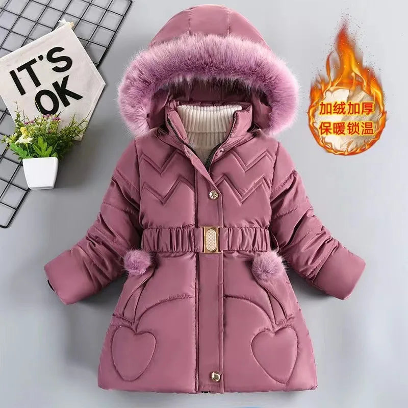 4 5 6 8 10 Years Winter Girls Coat Keep Warm Thicken Kids Jacket Hooded Zipper