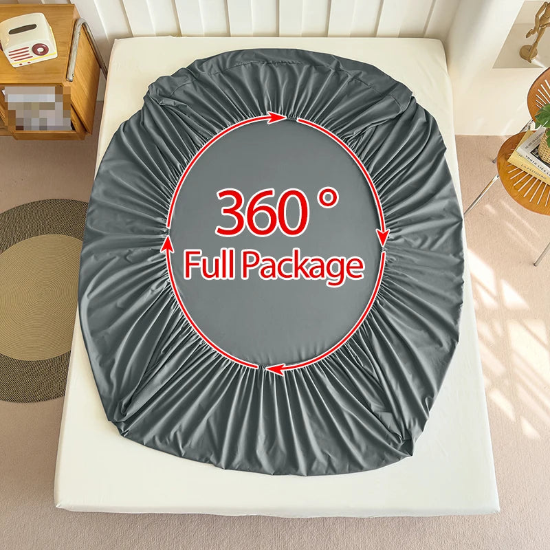 Fitted Bed Sheet with Elastic Band Solid Color Soft Mattress Cover