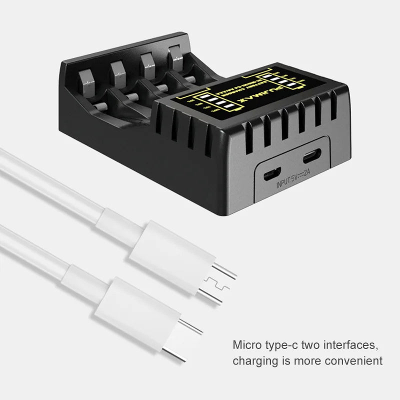 4 Slot Battery Charger Rechargeable Batter Charger With LED Display