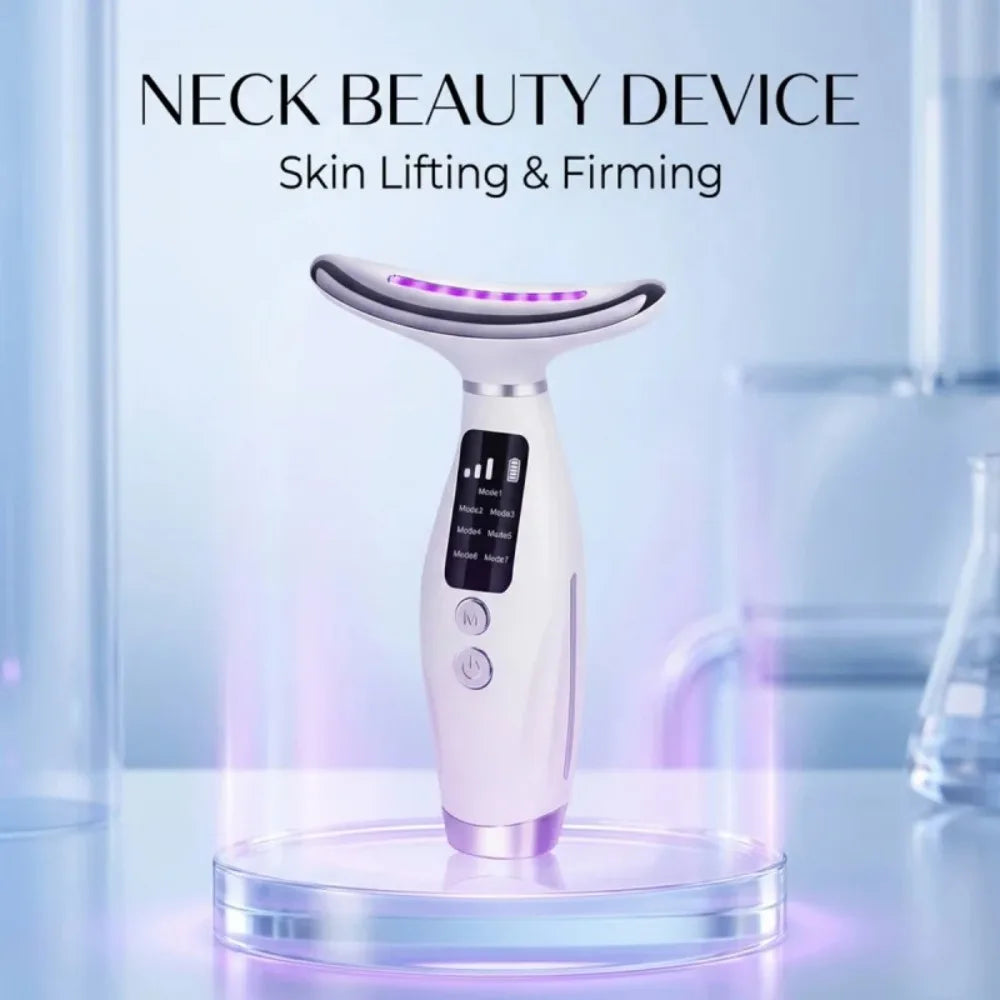 Neck Face Lifting Massager 7 Colors Light LED Photon Therapy Skin