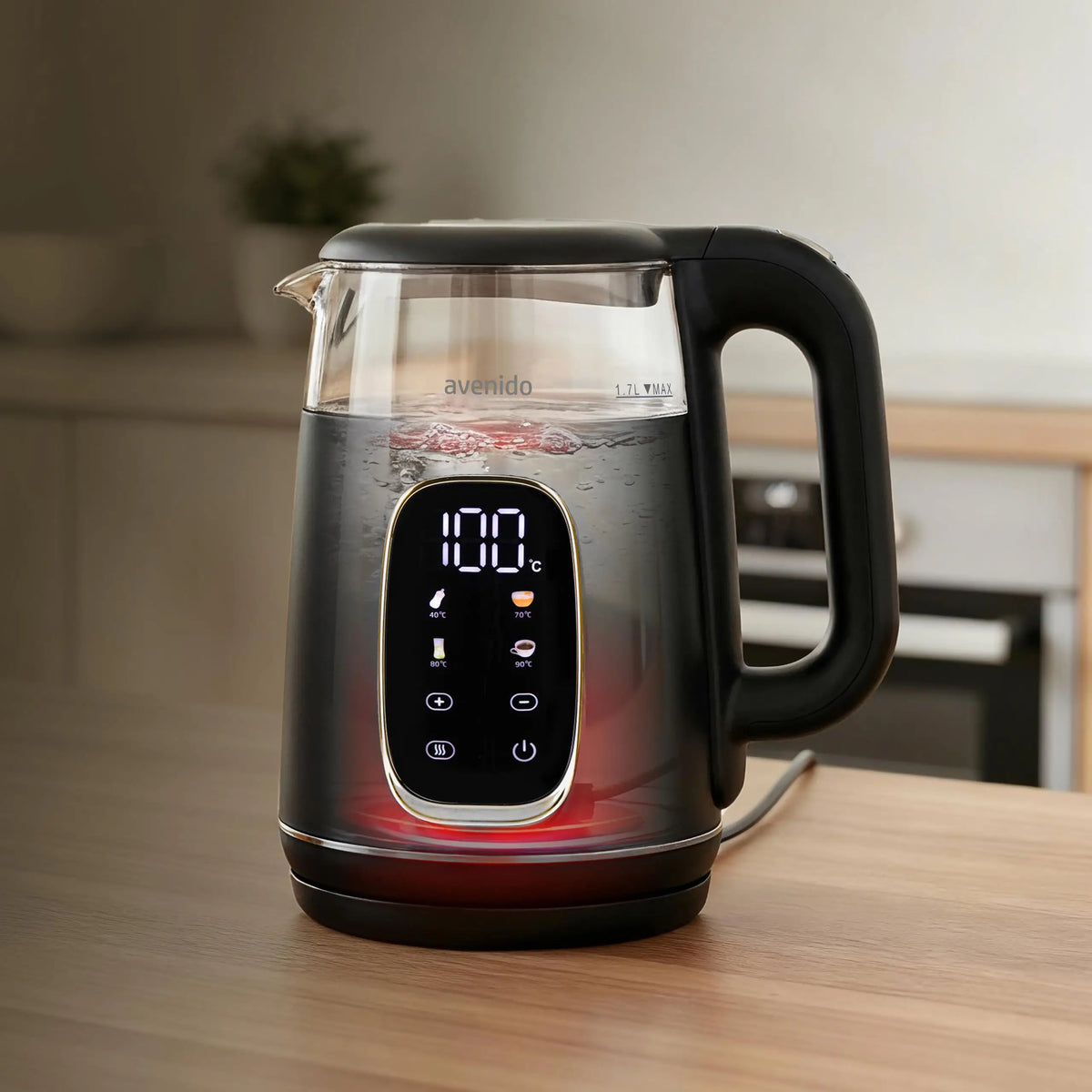 1.7 Litre Electric Glass Kettle Temperature Control Rotating Base