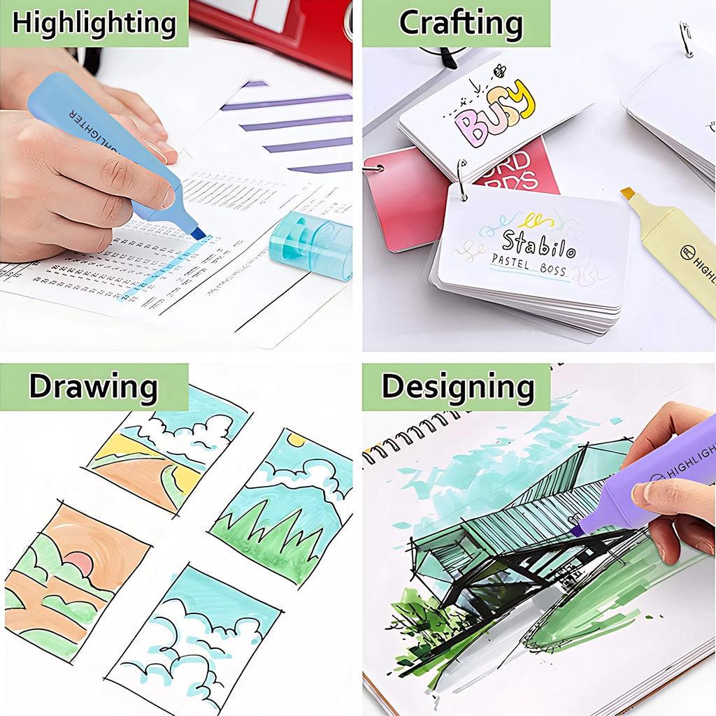 6pcs Back to School Water-Based Highlighters