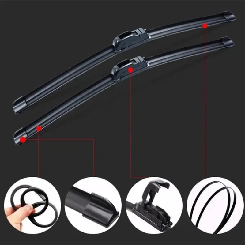 1Pc Car Windshield Wiper Blades U-type Universal Soft Rubber Frameless Bracketless Car Wipers