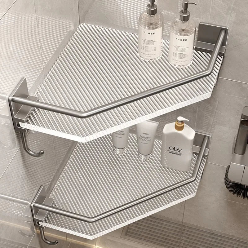 Acrylic Bathroom Tripod Shelf Light Luxury Golden Silver Toilet Rack Shower Room Shampoo Storage Rack Accessories Shelf