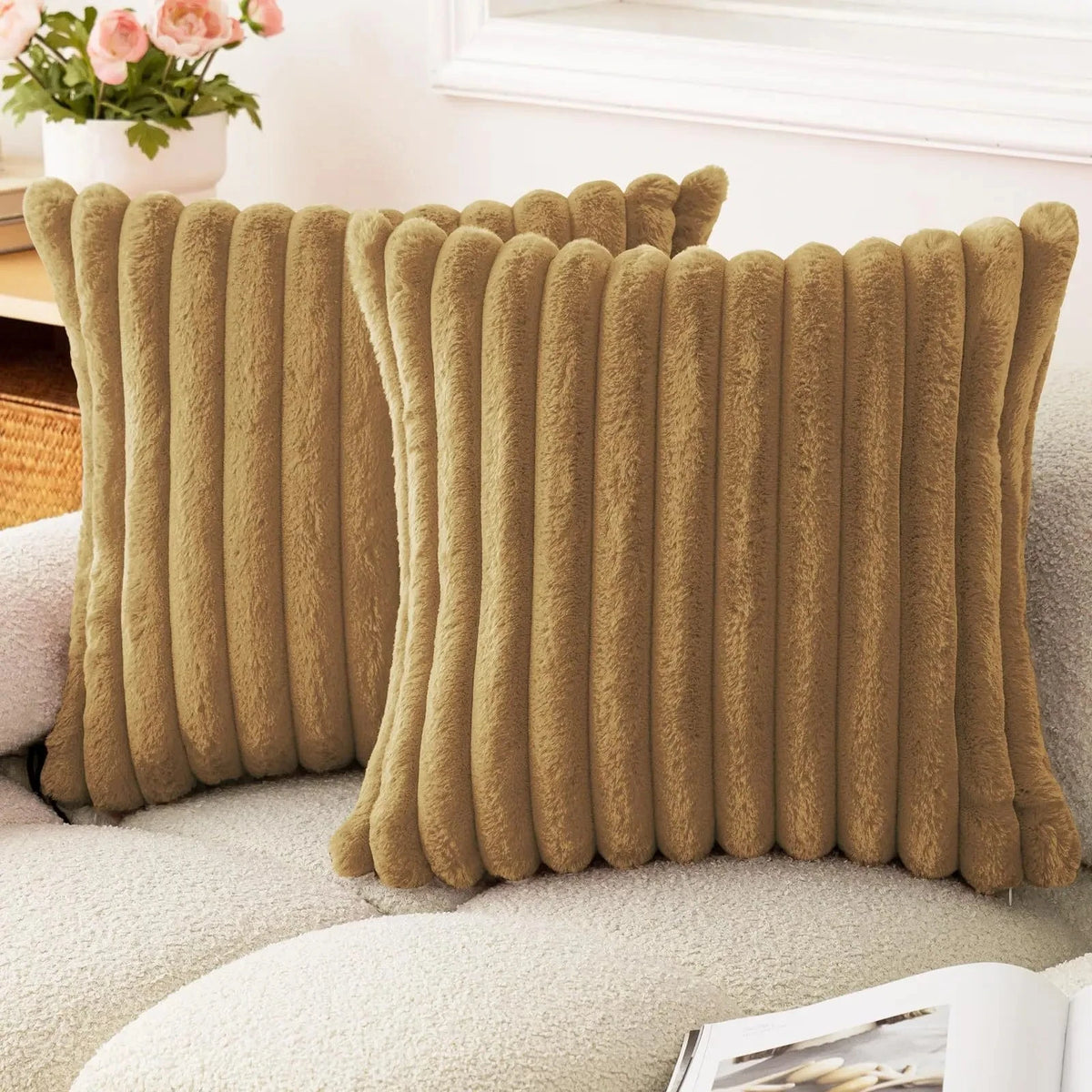 40x40 45x45 Faux Rabbit Fur Square Cushion Cover New Big