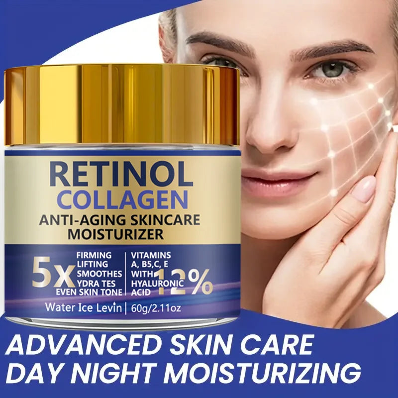 Retinol Collagen Hyaluronic Acid. Anti-Aging Moisturizer 5X Firming Lift.