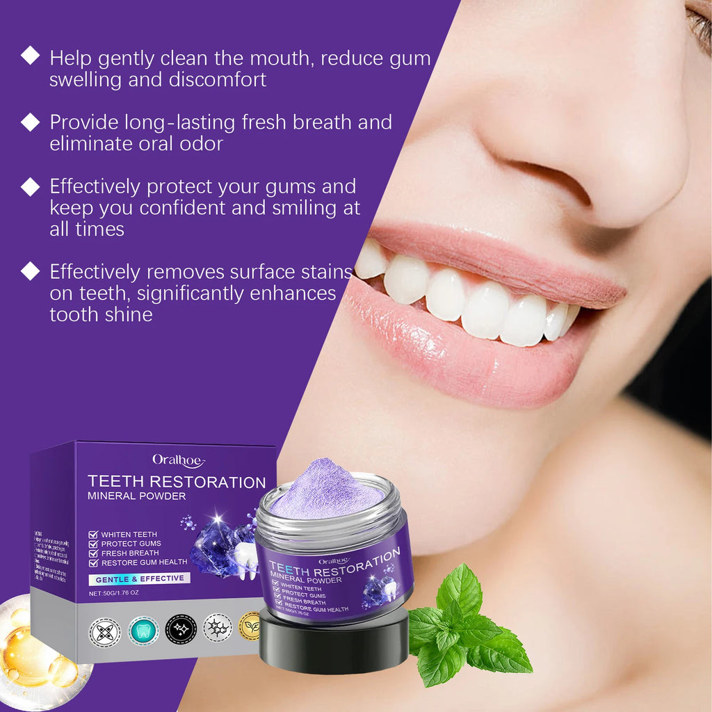Purple Teeth Whitening Powder Toothpaste Brighten Yellow Teeth Remove