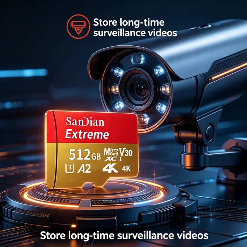 Original 512GB Micro TF Card V30 Class10 128GB Flash Card 256GB Memory Card for Surveillance/PC/MAC