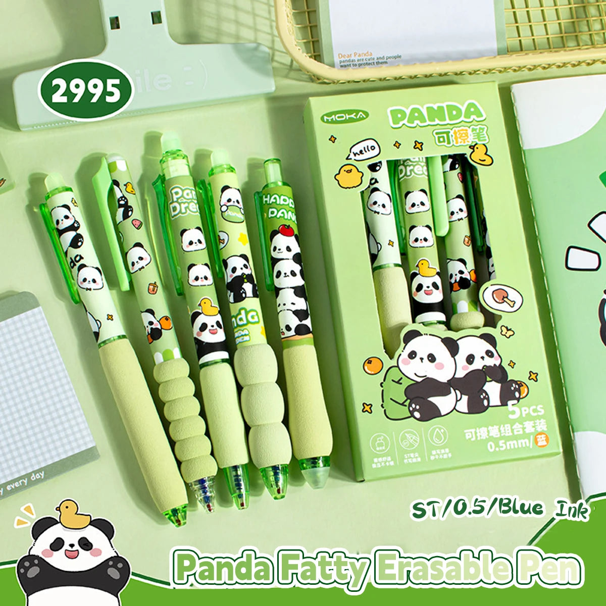 Capybara Erasable Pens 6pcs Refillable Ink Gel