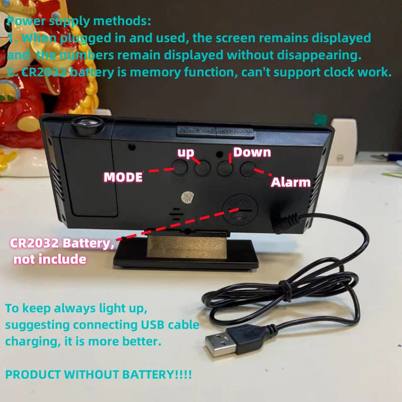Projection alarm clock  multifunction Intelligent luminous clock