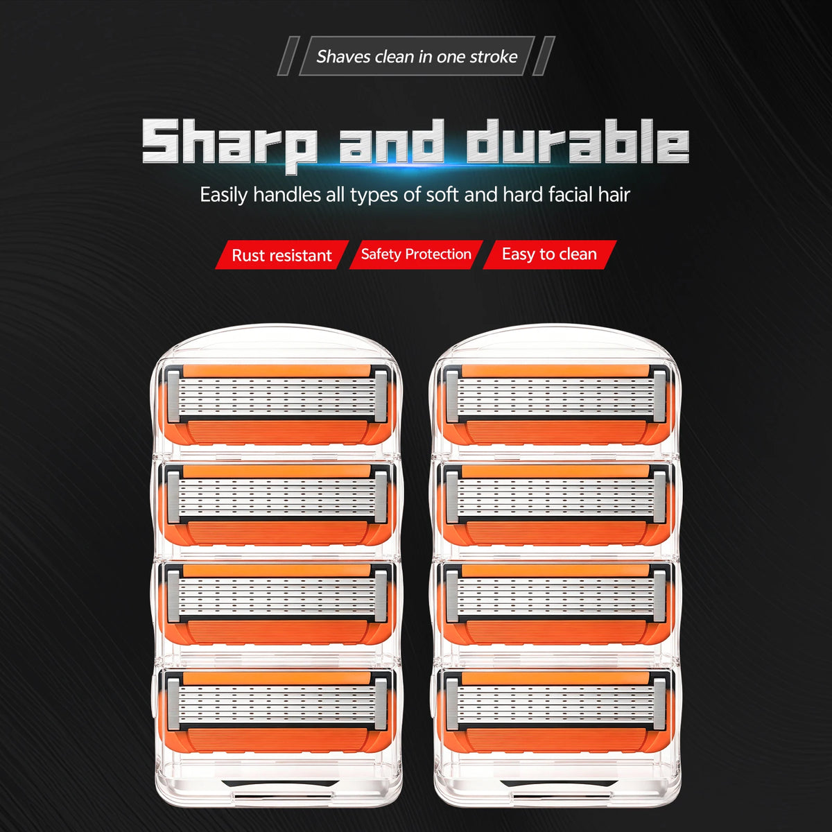 Men's 6-Layer Stainless Steel Replaceable Razor Blades, Classic T-Shaped Safety Blade Replacement Heads.