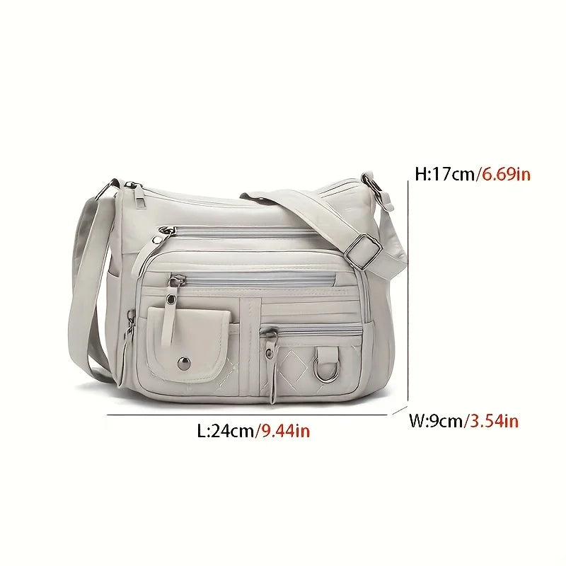 Vintage Women's Leather Crossbody Bags, Multi-layer Large Capacity Shoulder Bag, Suitable for Commuting and Travel Occasions