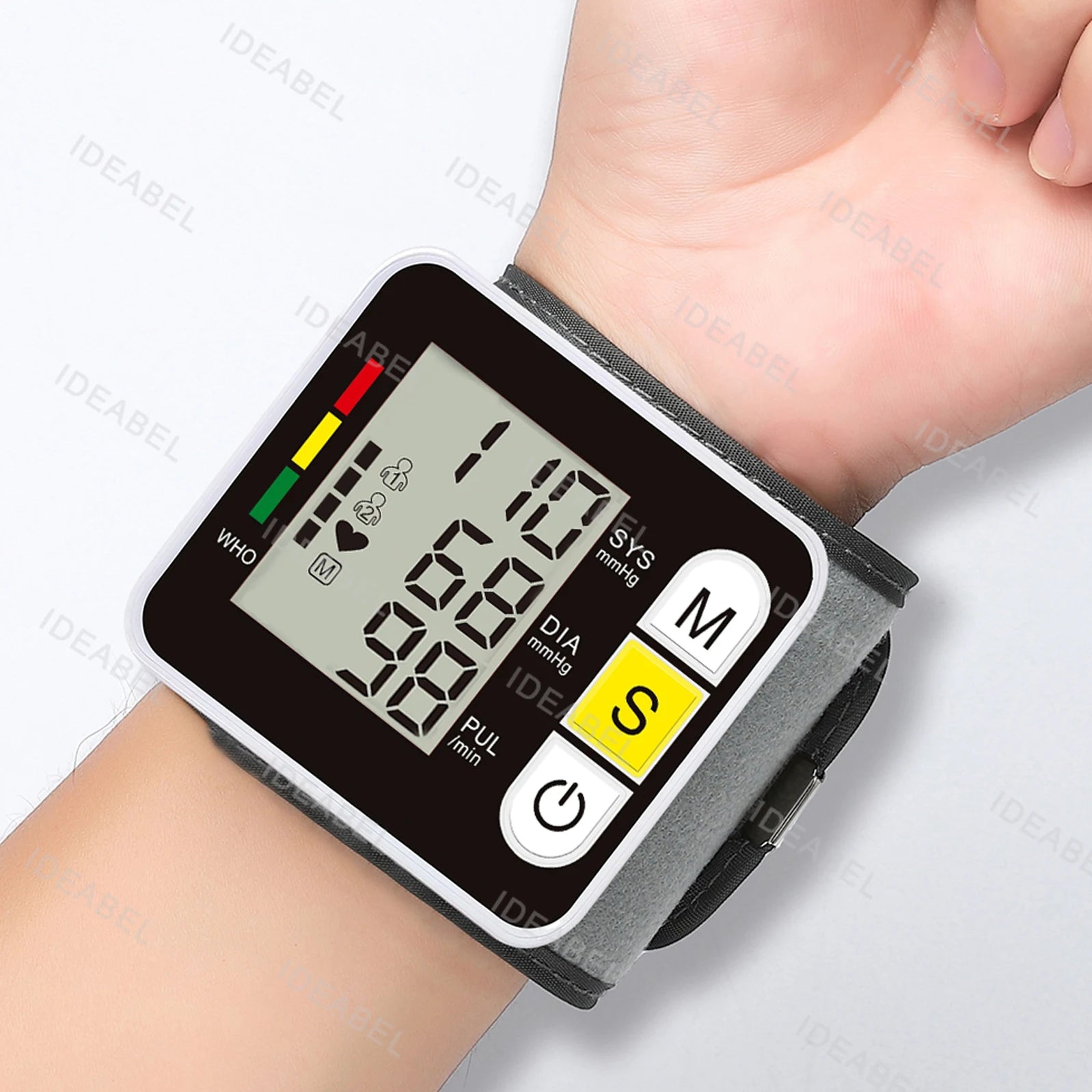 LCD Display Wrist Blood Pressure Monitor Tonometer Tensiometer Automatic Digital Pulsometer Sphygmomanometer Family Diagnostic
