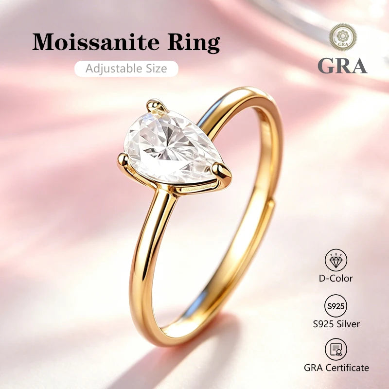 0.5-2.0 Carat Emerald Cut Moissanite Ring S925