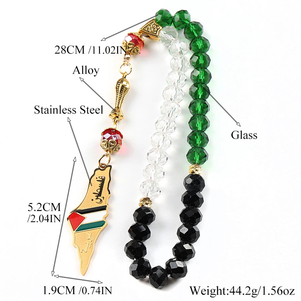 Palestine Map Flag Arabic Letter Car Pendant for Women Men Stainless Steel