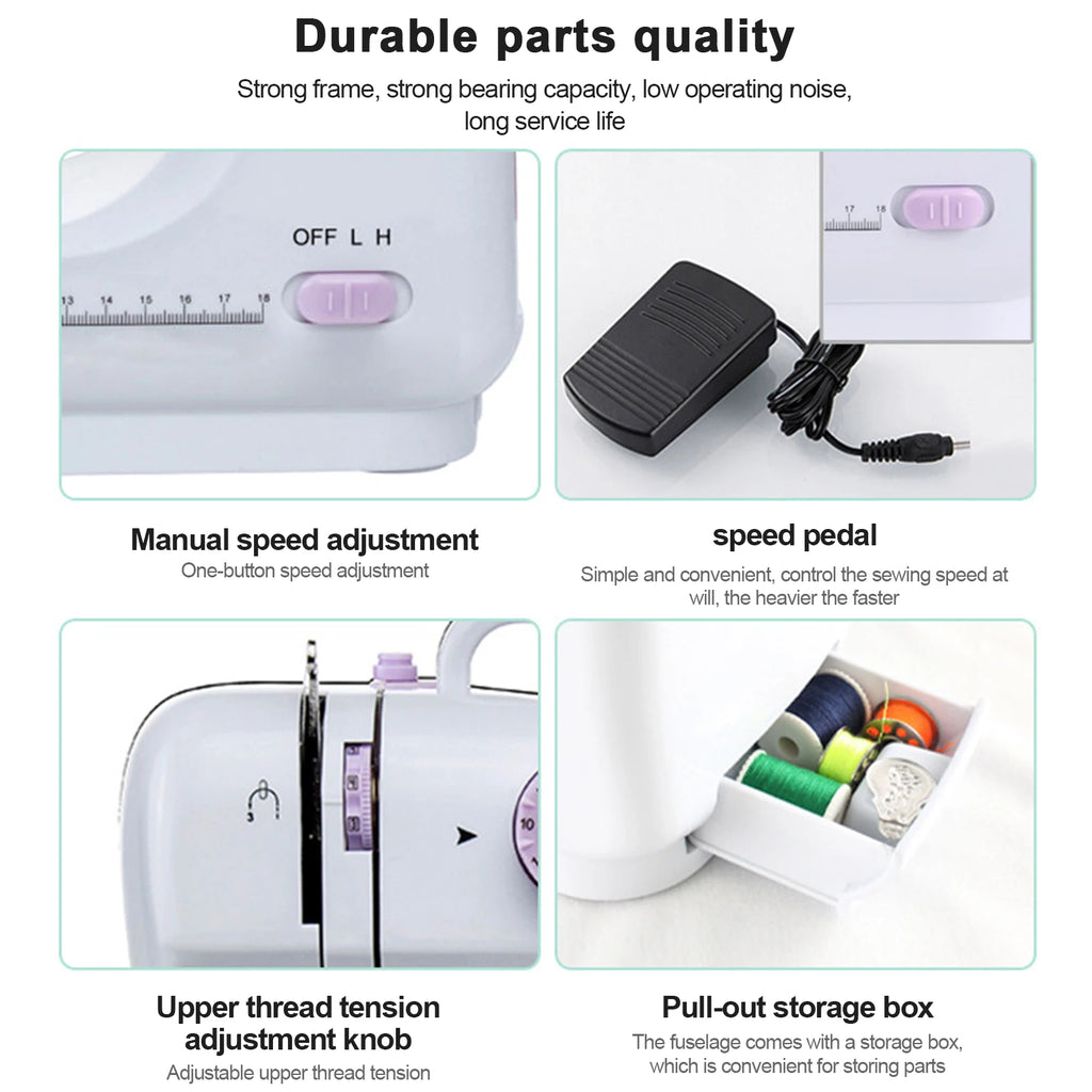 FHSM-50512 Stitches Electric Sewing Machine Mini Household Double Thread Sewing Machine  Replaceable presser foot design