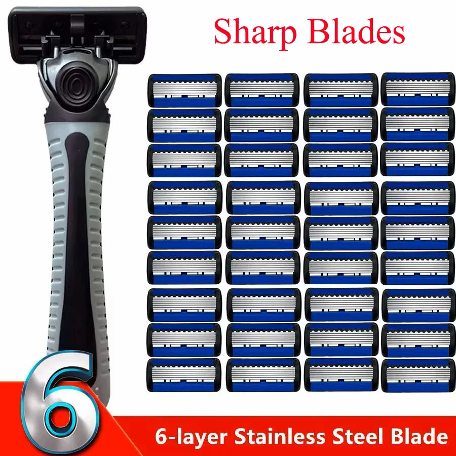 6-Layer Classic Replaceable Razor Head Stainless Steel