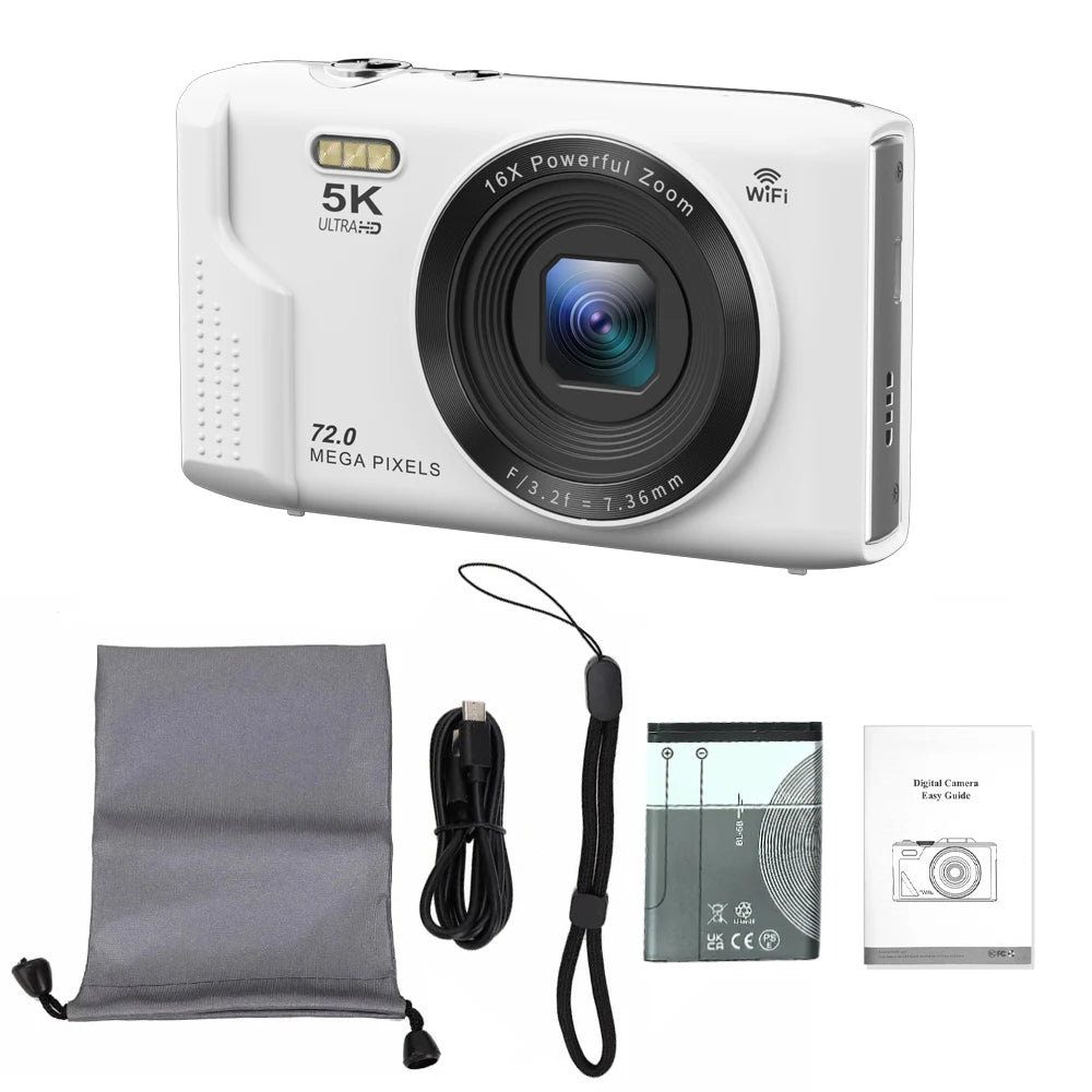Ourlife Digital Camera 5K 72MP 2.8inch Screen 16X Zoom Vlogging Camera