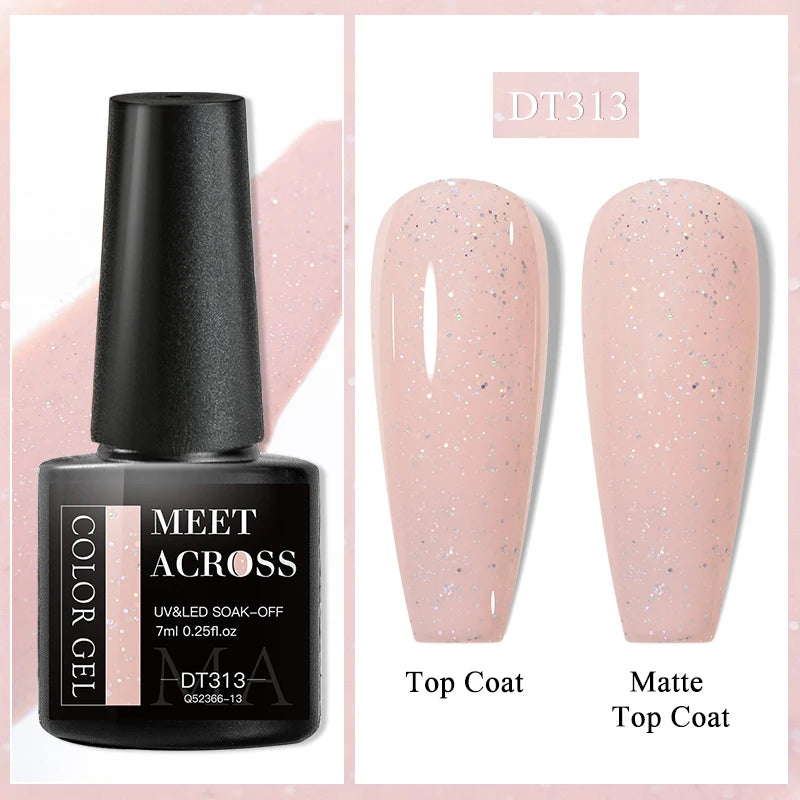 MEET ACROSS 7ml Purple Nail Gel Polish Semi Permanent Nail Art For Nails Decoration