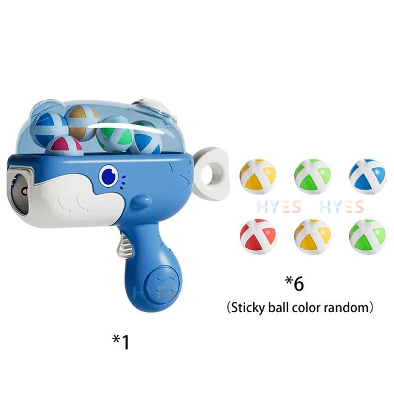 Whale Sticky Ball Throw Toy Set Kids Shooting Ball Gun Dart Board Target Soft Bullet Outdoor Indoor Game Gifts For Girsl Boys