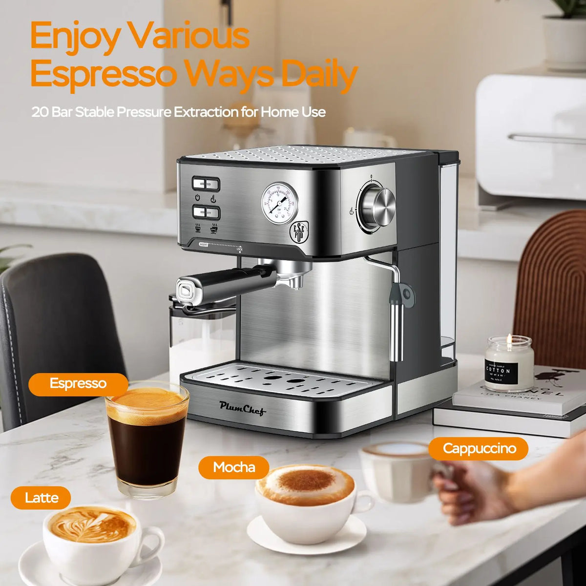Espresso Machine 20 Bar Professional Compact Household Coffee