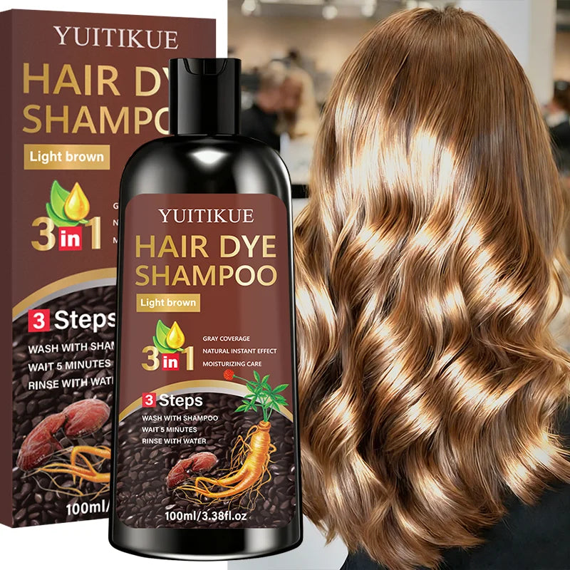 YUITIKUE 3-in-1 Hair Dye Shampoo - Light Brown