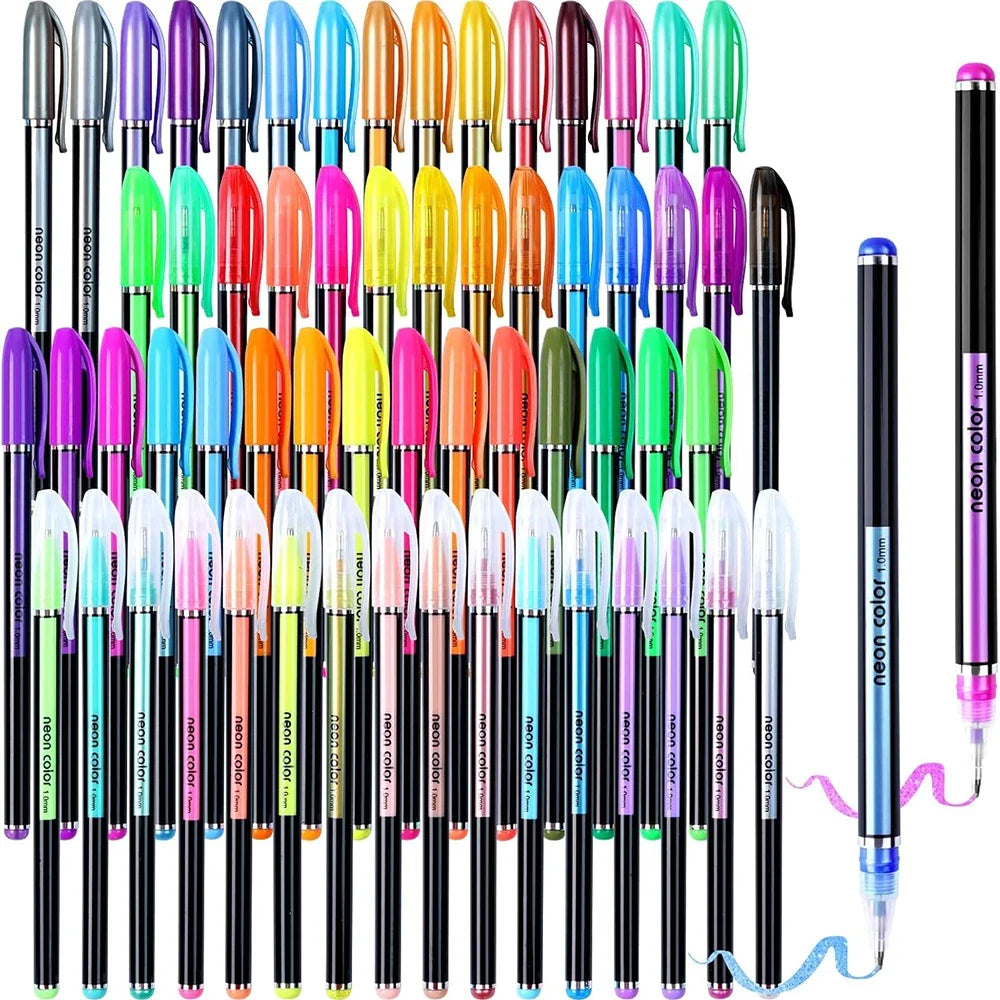 60Pcs Gel Pen Set Glitter Metallic Neon Pastel