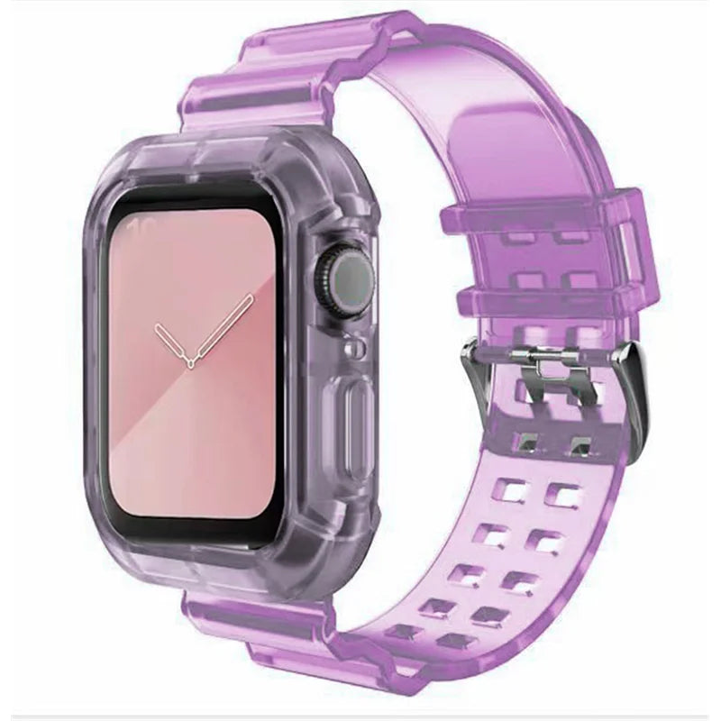 Clear Band + Case for Apple Watch 11 10 9 8 7 6 5 SE 4 38MM 42MM 46MM