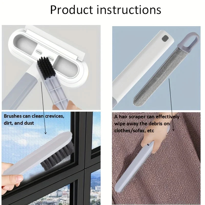 3 in 1 Disassembly Cleaning Screen Window Brush with Screen Mesh Brush, Cleaning Brush, Scraper , Dual Purpose Dry and Wet Tool