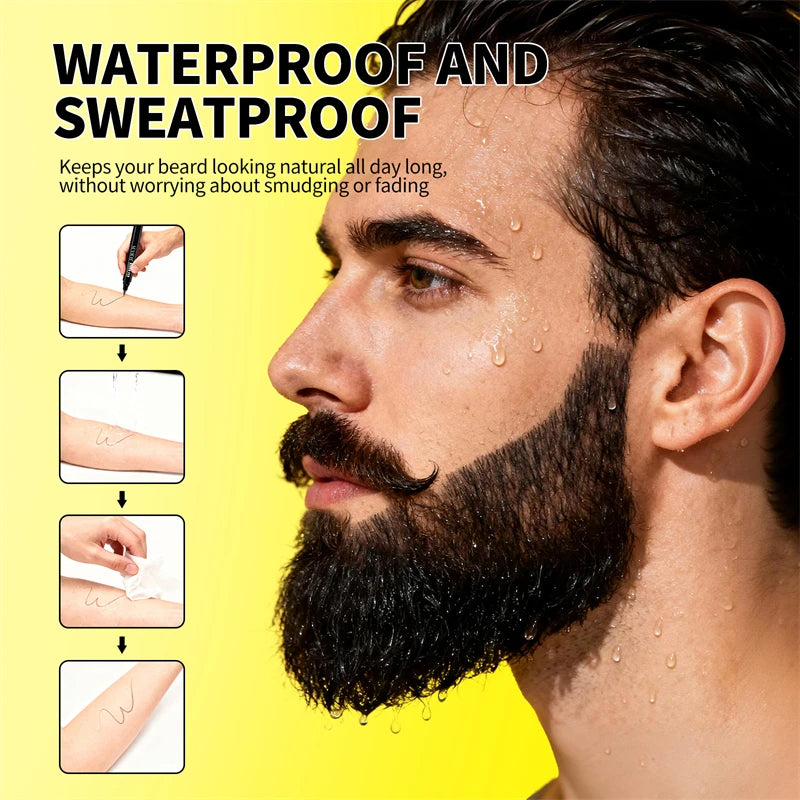 Natural Beard Dye Pen Long Lasting Beard Coloring For Men Beard Filler Pencil Removal White Grey Hair Moustache Coloring Shaping