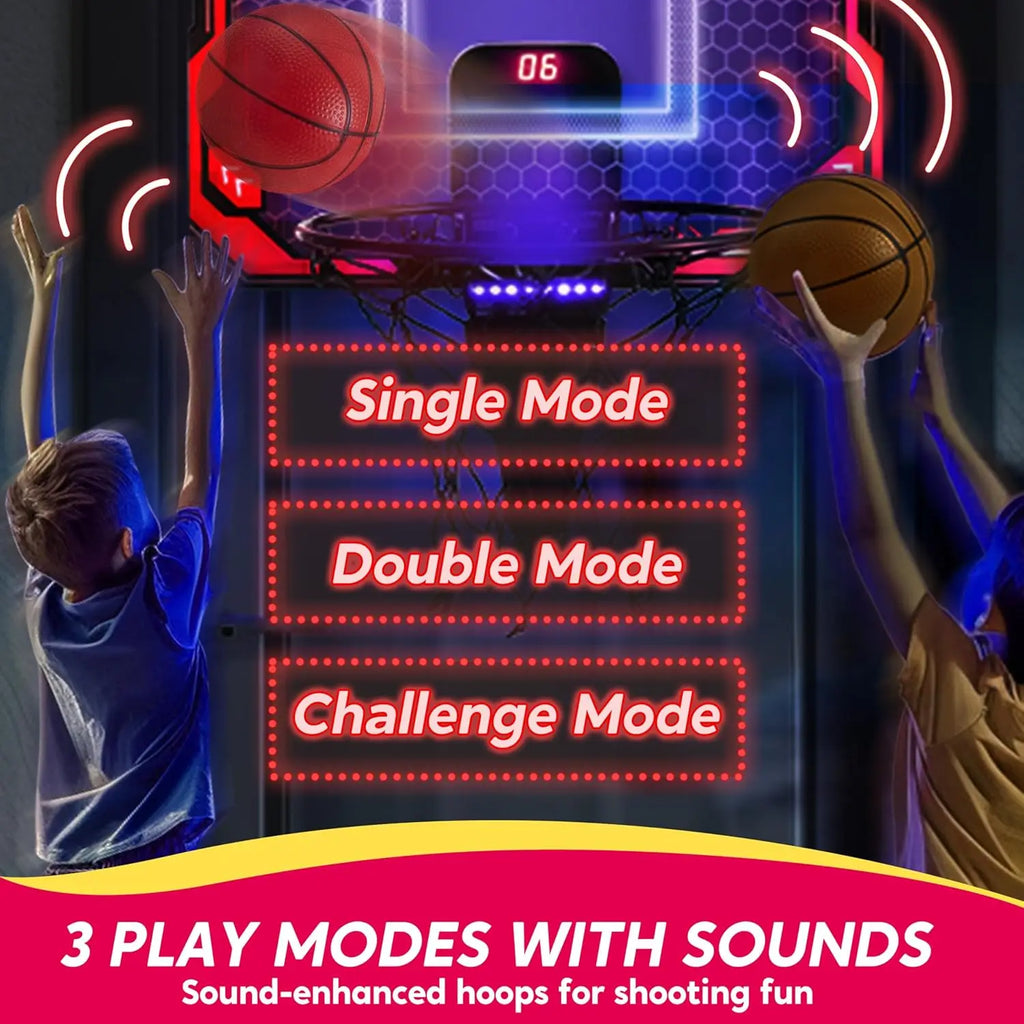 JOYFY Mini Indoor Basketball Hoop Light Up Over The Door Basket Ball Hoop for Kids Toys