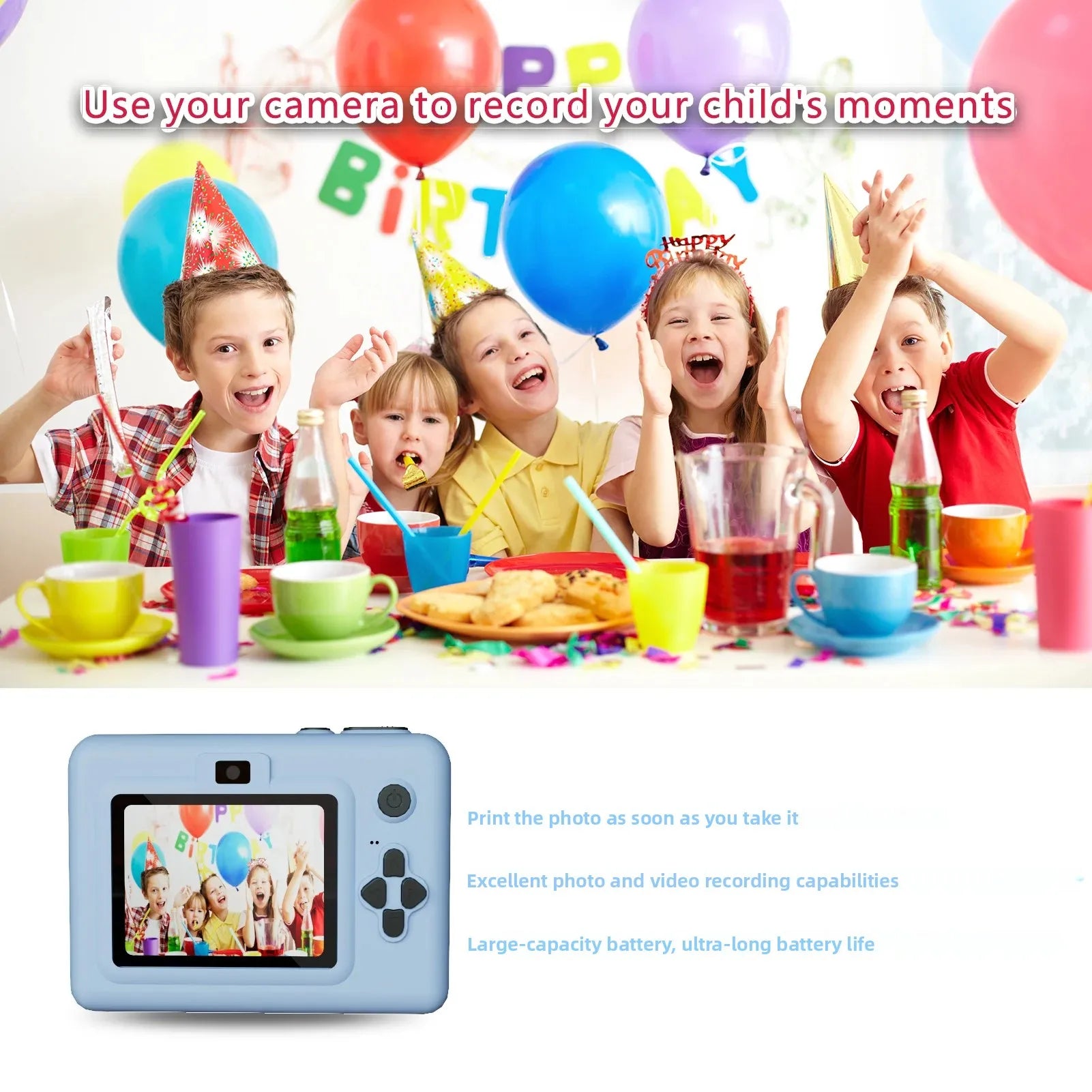 Kids Digital Camera With Instant Print Mini Printer 2.8inch Video Portable Thermal Instant Photo Print Kids Camera With Printer
