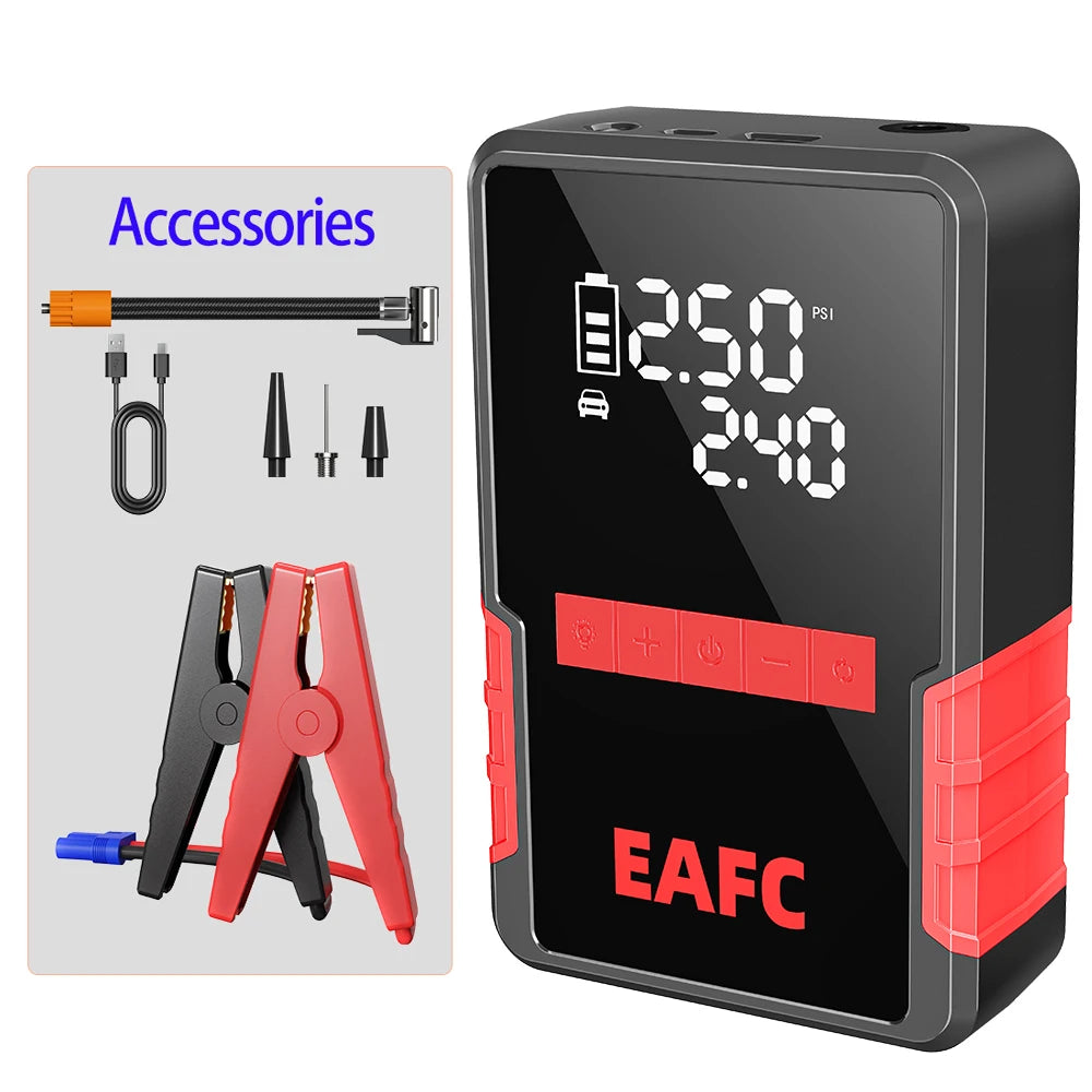 EAFC Portable 1200A Jump Starter with 150PSI Air Pump Power Bank 4 in 1