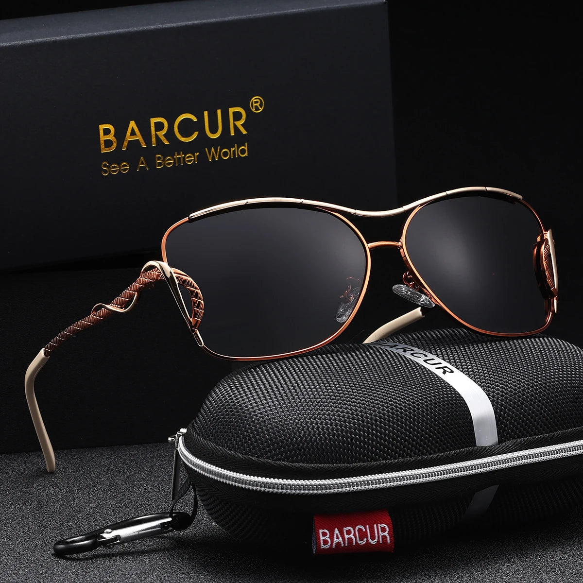 BARCUR Women Sunglasses Fashion Brand Women Casual Apparel Accessories Vintage Metal UV400 Polarized Sunglasses Oculos De Sol