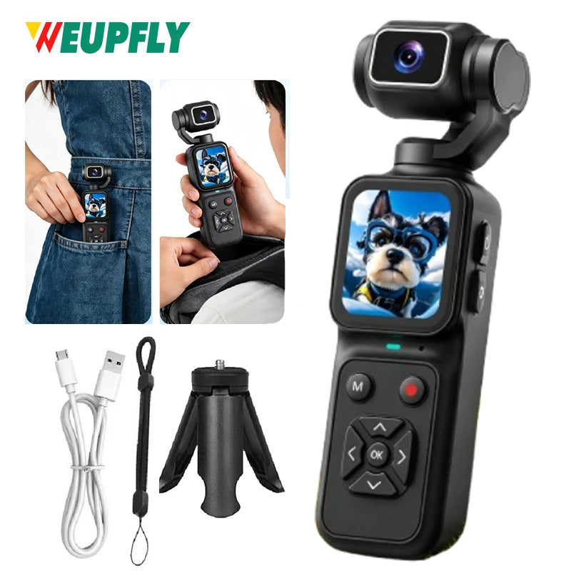 4K Pocket Vlogging Camera, 180° Flip Lens & 48MP Photo,