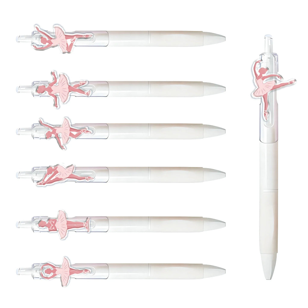7pcs Elegant Ballet Theme Press Ballpoint Pen Pink Dancer
