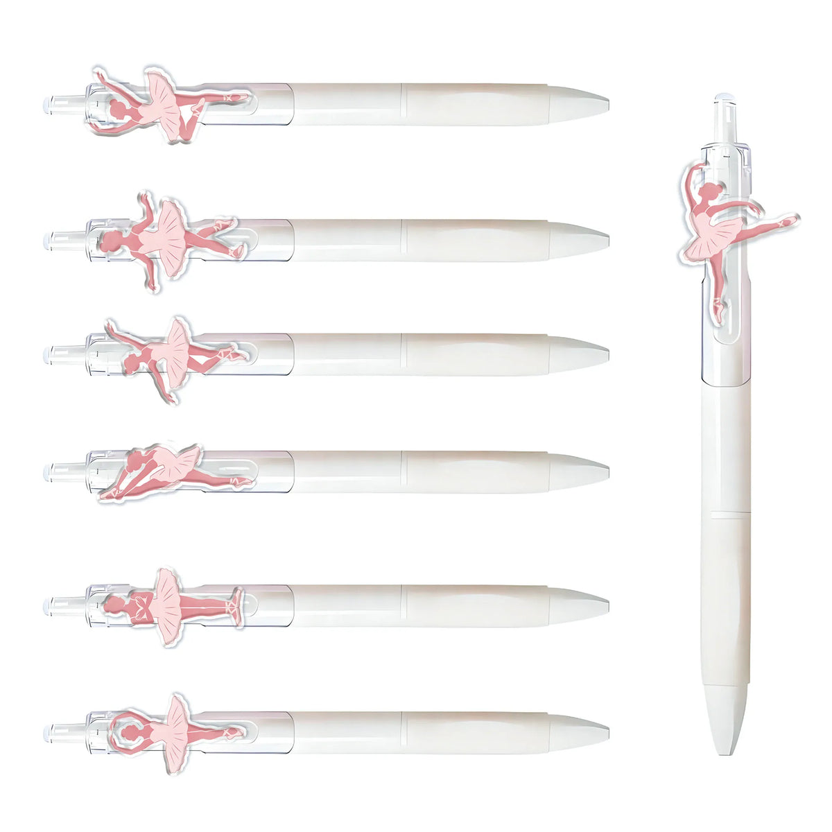 7pcs Elegant Ballet Theme Press Ballpoint Pen Pink Dancer