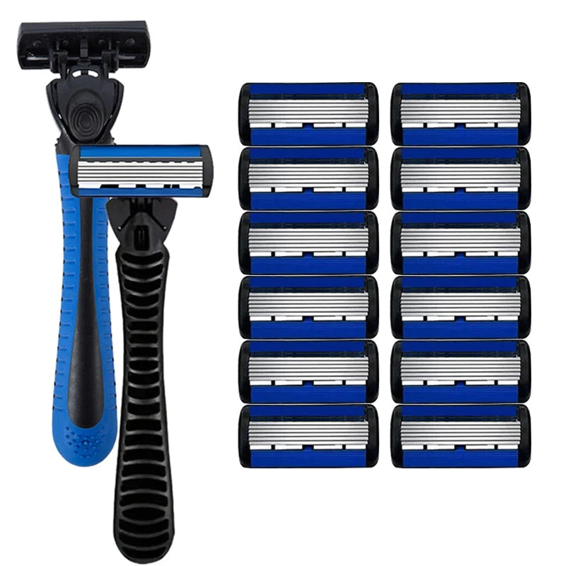 6-layer Stainless Steel Blade Men Razor Washable For Travel For Home