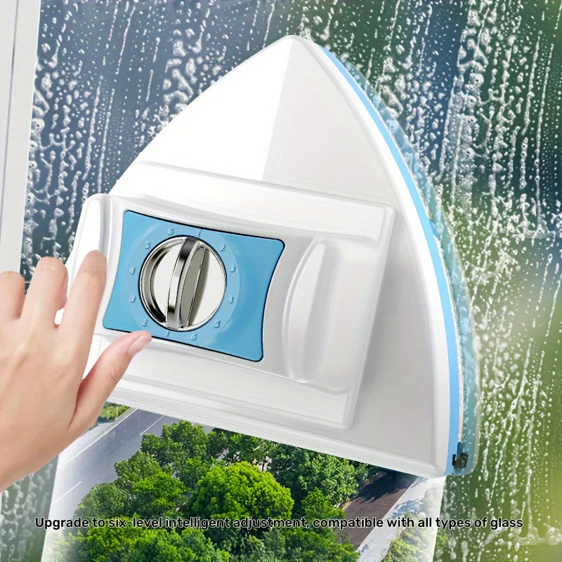 6-Speed Adjustable Magnetic Window Cleaner Double-Sided Glass Wiper with Built-in Water Tank Automatic Spray Window Cleaning