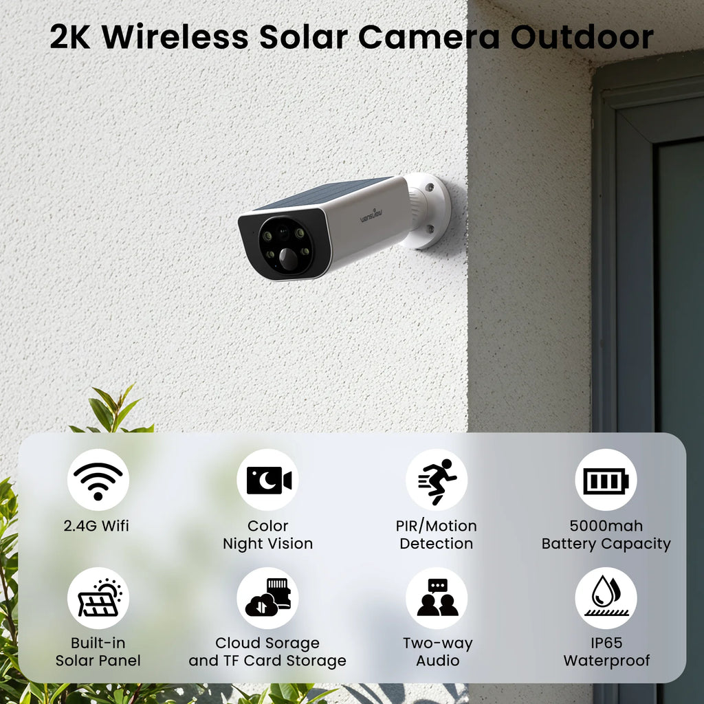 Wansview 2K Outdoor Wireless WIFI Camera 2.4G 3MP Battery Solar