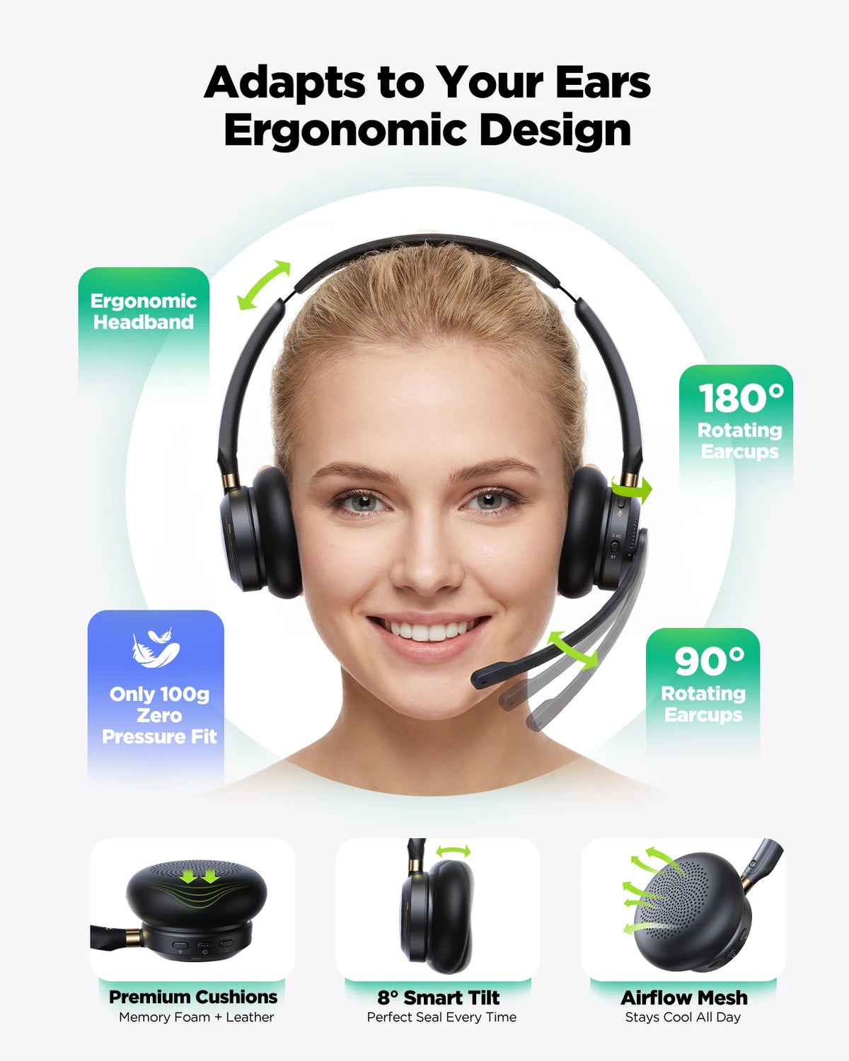 Acer Bluetooth 5.3 & 2.4G Headset for Clear Call ＆ Meeting