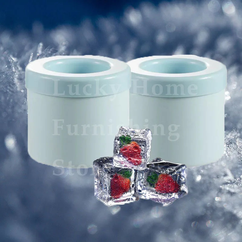 2-in-1 2/1pcs Ice Bucket & Maker, Round Silicone Mold with Quick Freeze Tray