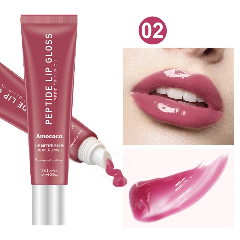 Amococo 2pcs Plumping Peptide Lip Oil 6 Colors Tinted
