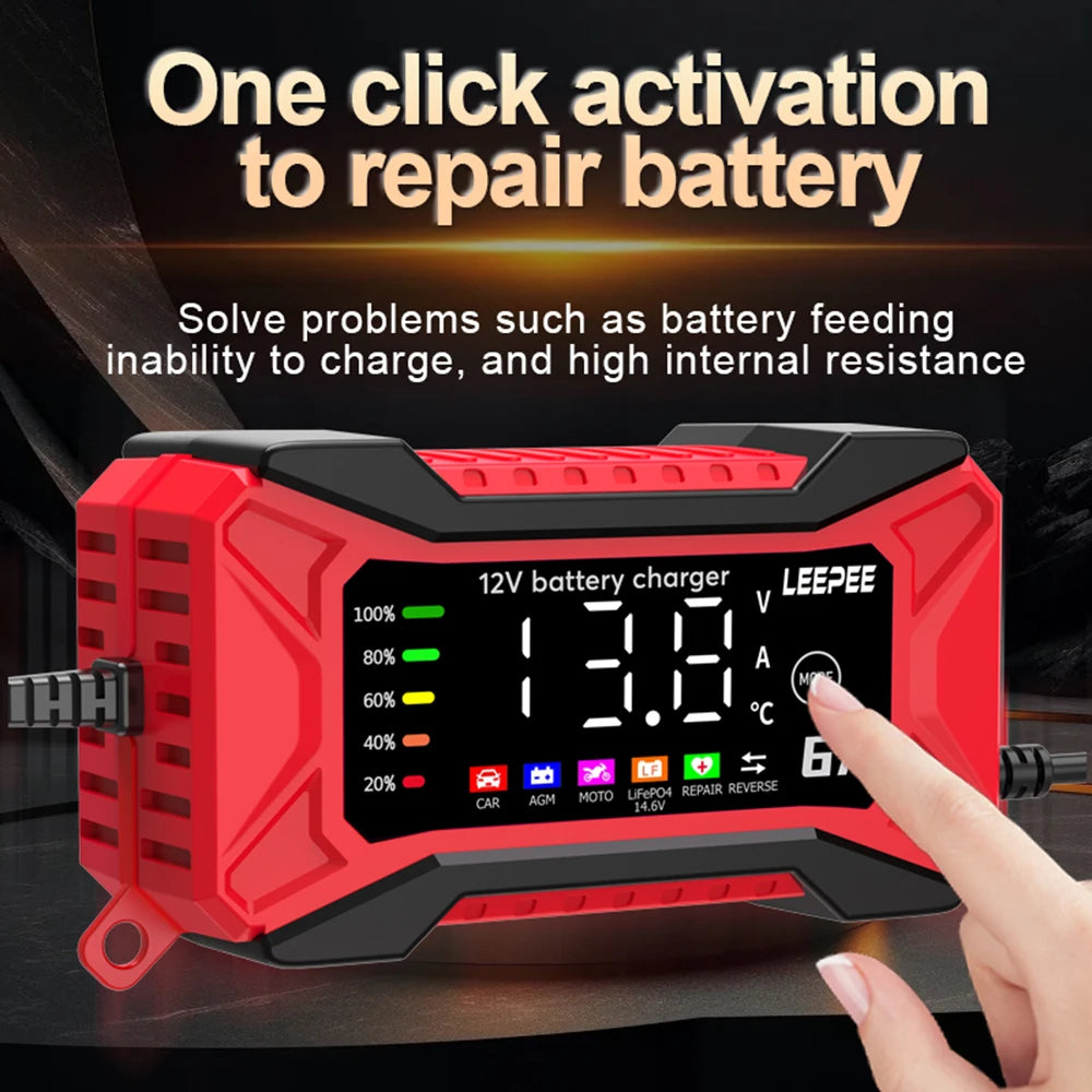 Intelligent Car Battery Charger Smart Battery Charging Fast Power Full Automatic