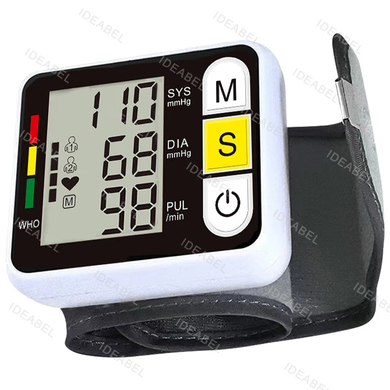 LCD Display Wrist Blood Pressure Monitor Tonometer Tensiometer Automatic Digital Pulsometer Sphygmomanometer Family Diagnostic