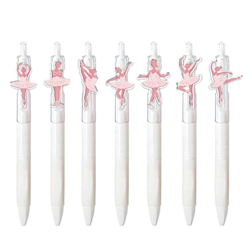 7pcs Elegant Ballet Theme Press Ballpoint Pen Pink Dancer