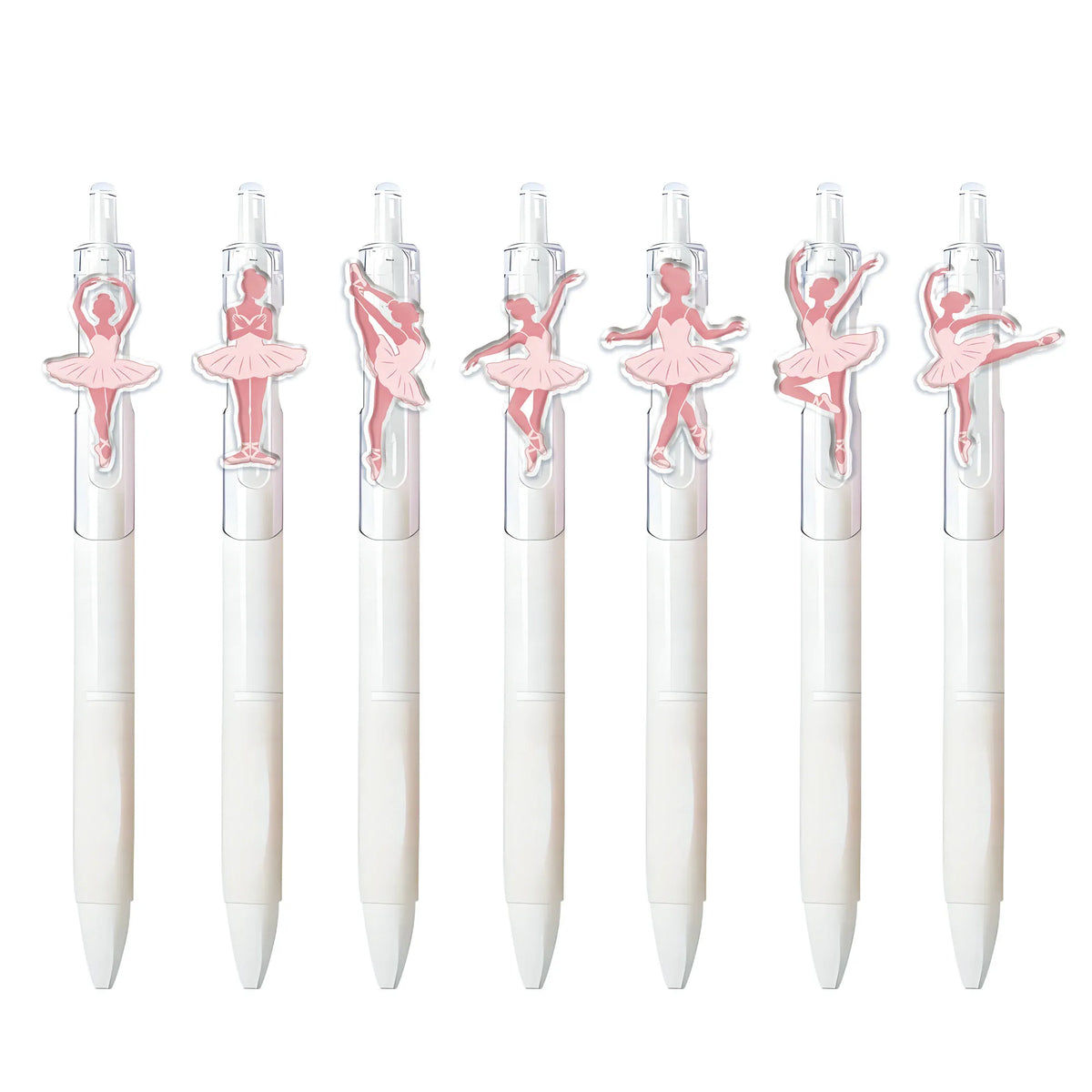 7pcs Elegant Ballet Theme Press Ballpoint Pen Pink Dancer